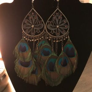 Bohemian style peacock earrings